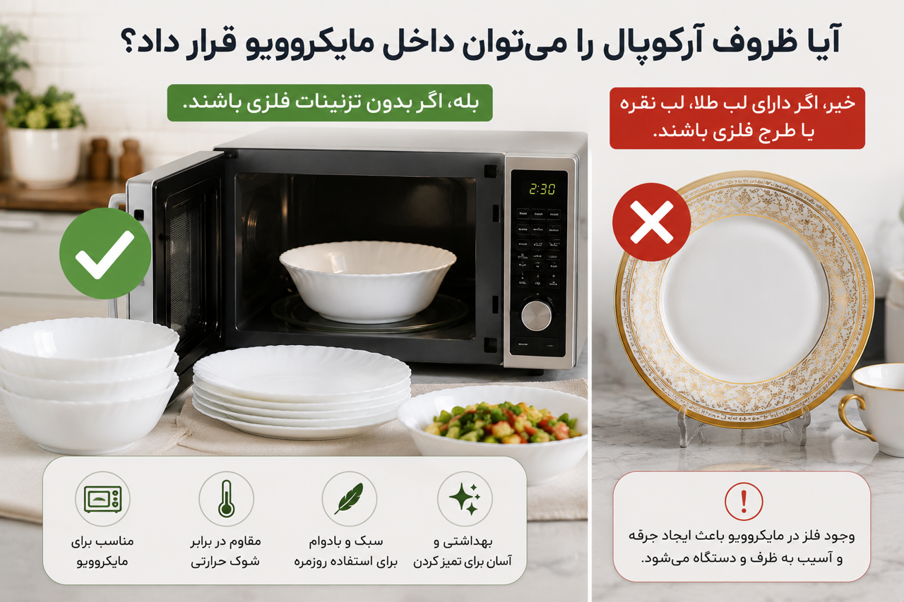 آیا ظروف آرکوپال را میتوان داخل مایکروویو قرار داد؟
